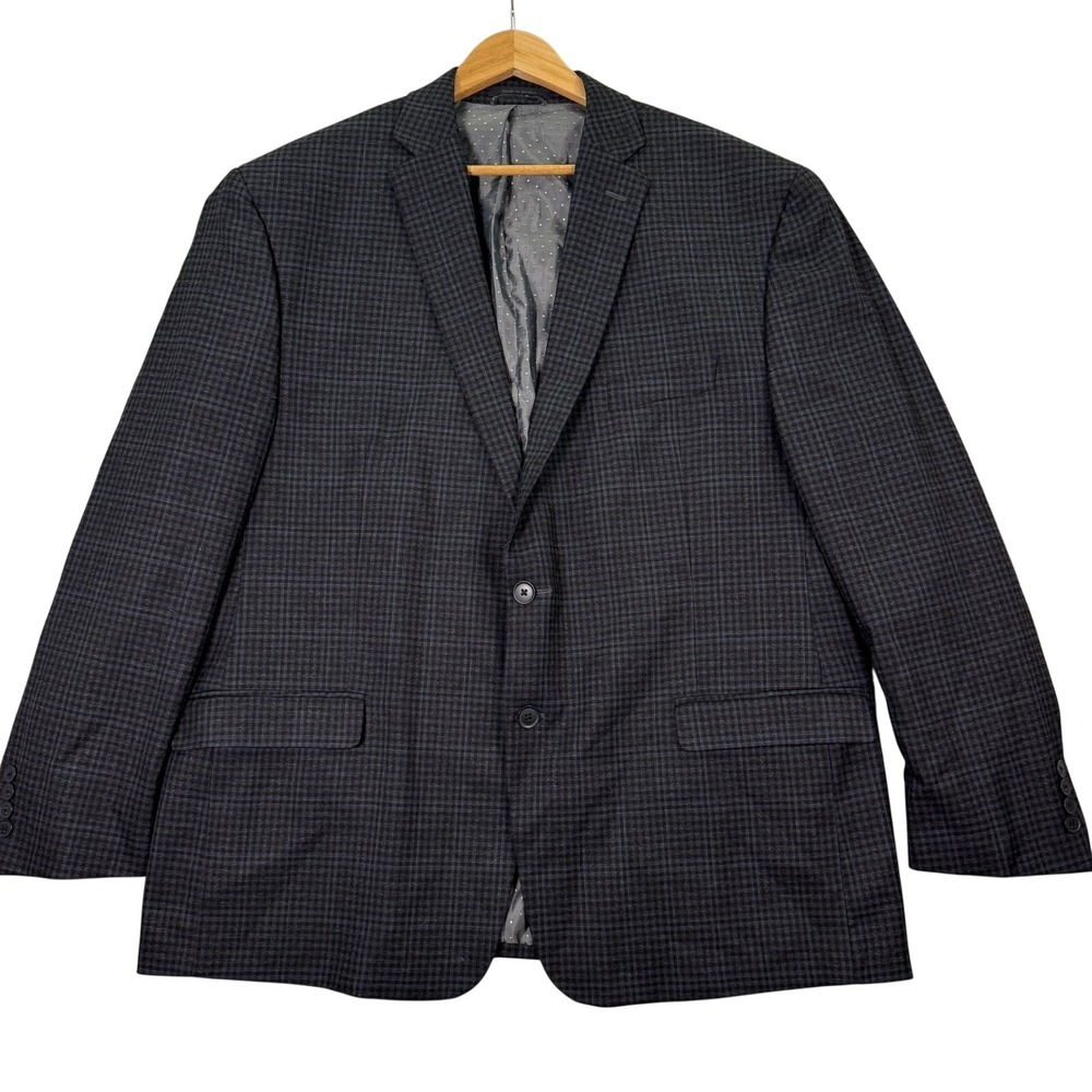 NEW Michael Strahan Collection Mens 50R Gray Plaid 2-Button Blazer Sport Coat